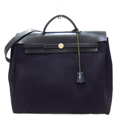 エルメス エールバッグMM 黒 ボックスカーフ×トワルオフィシエ