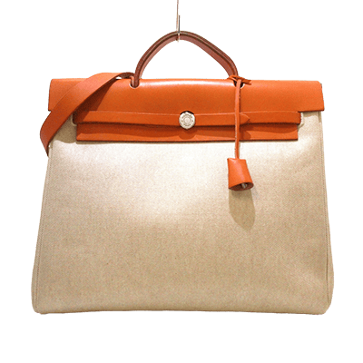 エルメス エールバッグMM ベージュ×ライトブラウン トワルアッシュ×ボックスカーフ