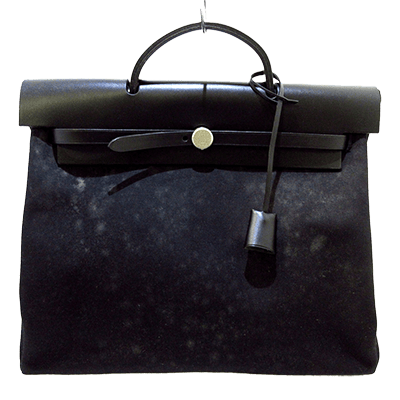 エルメス エールバッグMM 黒 トワルオフィシエ×ボックスカーフ