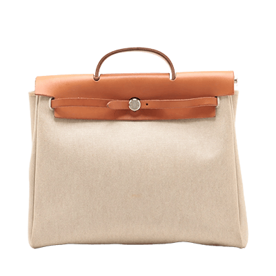 エルメス エールバッグMM トワルアッシュ×レザー ベージュ シルバー