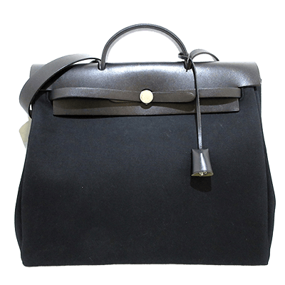 エルメス エールバッグMM 黒 ボックスカーフ×トワルオフィシエ