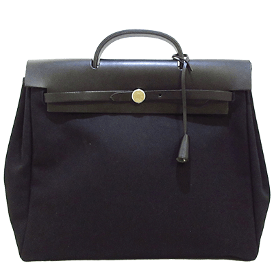 エルメス エールバッグMM 黒 トワルオフィシエ×ボックスカーフ