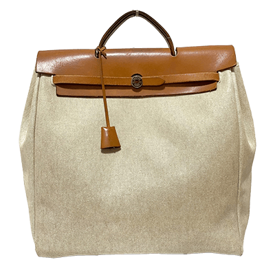 エルメス エールバッグMM アイボリー×ブラウン トワルアッシュ×ボックスカーフ