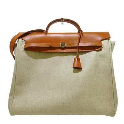 エルメス エールバッグMM アイボリー×ブラウン トワルアッシュ×ボックスカーフ