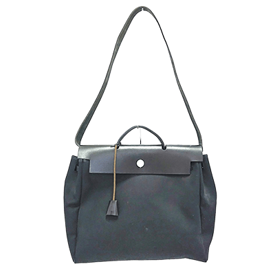 エルメス エールバッグMM 黒 トワルオフィシエ×ボックスカーフ