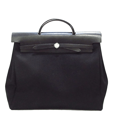 エルメス エールバッグMM 黒 トワルオフィシエ×レザー