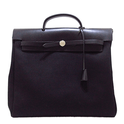 エルメス エールバッグMM 黒 トワルオフィシエ×ボックスカーフ