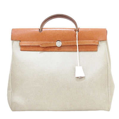 エルメス エールバッグMM アイボリー×ブラウン トワルアッシュ×ボックスカーフ