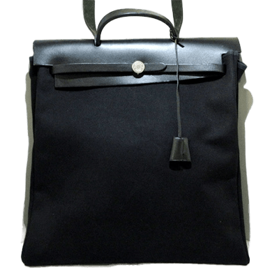 エルメス エールバッグMM 黒 トワルオフィシエ×ボックスカーフ