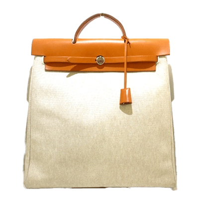 エルメス エールバッグMM アイボリー×ブラウン トワルアッシュ×ボックスカーフ