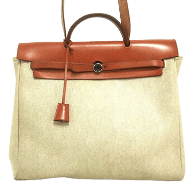 エルメス エールバッグMM アイボリー×ブラウン トワルアッシュ×ボックスカーフ 型番：029666CK