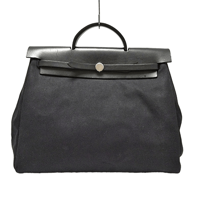 エルメス エールバッグMM 黒 トワルオフィシエ×ボックスカーフ