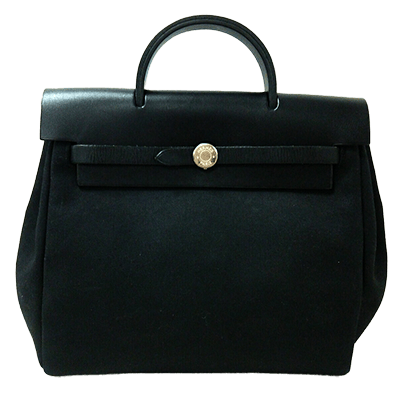 エルメス エールバッグMM 黒 トワルオフィシエ×ボックスカーフ