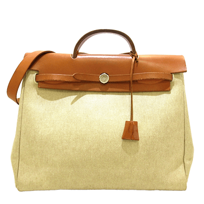 エルメス エールバッグMM アイボリー×ブラウン トワルアッシュ×ボックスカーフ