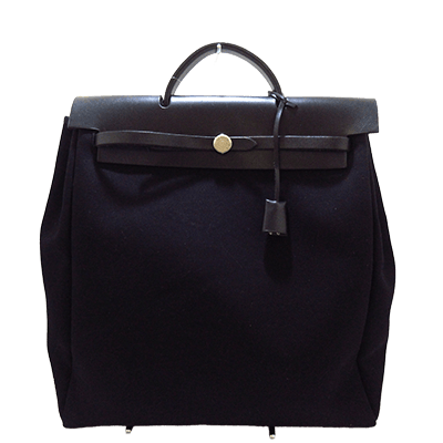 エルメス エールバッグMM 黒 トワルオフィシエ×ボックスカーフ