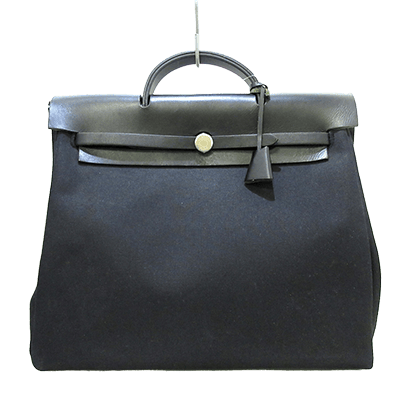 エルメス エールバッグMM 黒 トワルオフィシエ×ボックスカーフ