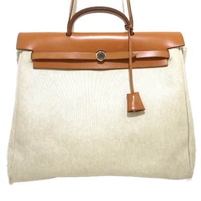 エルメス エールバッグMM ベージュ×ブラウン トワルアッシュ×ボックスカーフ