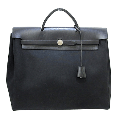 エルメス エールバッグMM 黒 トワルオフィシエ×ボックスカーフ