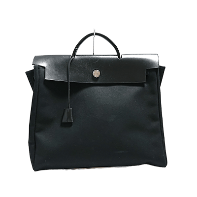 エルメス エールバッグMM 黒 トワルオフィシエ×ボックスカーフ