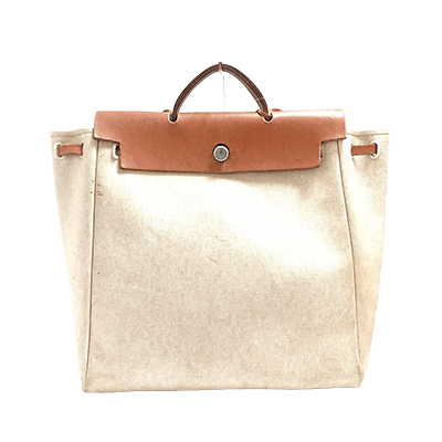 エルメス エールバッグMM アイボリー×ライトブラウン トワルアッシュ×ボックスカーフ