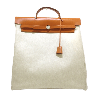 エルメス エールバッグMM アイボリー×ブラウン トワルアッシュ×ボックスカーフ