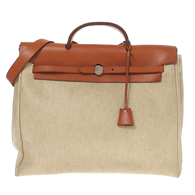 エルメス エールバッグMM アイボリー×ブラウン トワルアッシュ×ボックスカーフ