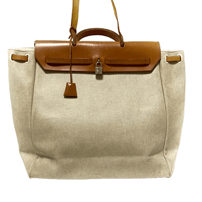 エルメス エールバッグMM アイボリー×ブラウン トワルアッシュ×ボックスカーフ