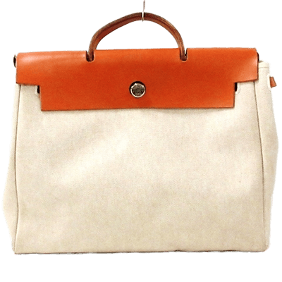 エルメス エールバッグMM アイボリー×ライトブラウン トワルアッシュ×ボックスカーフ