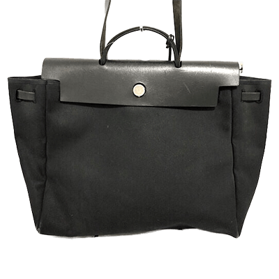 エルメス エールバッグMM 黒 トワルオフィシエ×ボックスカーフ