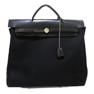 エルメス エールバッグMM 黒 トワルオフィシエ×ボックスカーフ