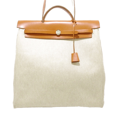 エルメス エールバッグMM アイボリー×ブラウン トワルアッシュ×ボックスカーフ