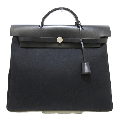 エルメス エールバッグMM 黒 トワルオフィシエ×ボックスカーフ