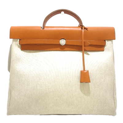 エルメス エールバッグMM ベージュ×ブラウン トワルアッシュ×ボックスカーフ