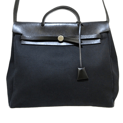 エルメス エールバッグMM 黒 トワルオフィシエ×ボックスカーフ