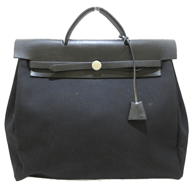 エルメス エールバッグMM 黒 トワルオフィシエ×ボックスカーフ