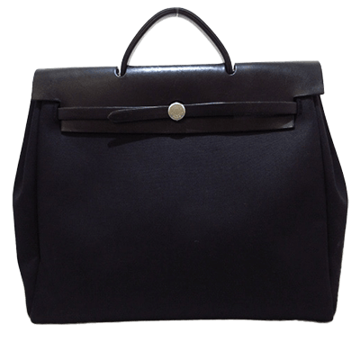 エルメス エールバッグMM 黒 トワルオフィシエ×ボックスカーフ