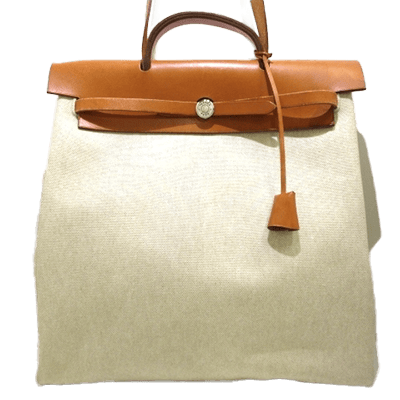 エルメス エールバッグMM アイボリー×ブラウン トワルアッシュ×ボックスカーフ