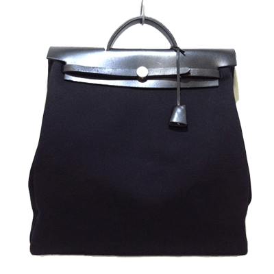 エルメス エールバッグMM 黒 トワルオフィシエ×ボックスカーフ