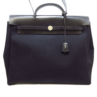 エルメス エールバッグMM 黒 トワルオフィシエ×ボックスカーフ