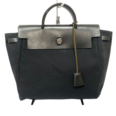 エルメス エールバッグMM 黒 トワルオフィシエ×ボックスカーフ