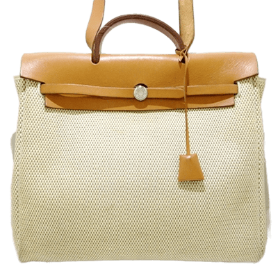 エルメス エールバッグMM アイボリー×ブラウン トワルGM×ボックスカーフ