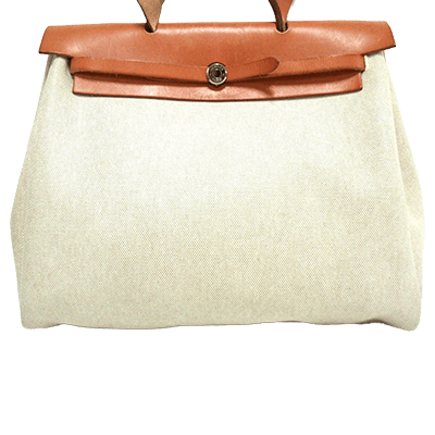 エルメス エールバッグMM アイボリー×ブラウン トワルアッシュ×レザー