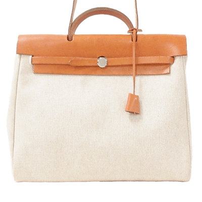 エルメス エールバッグMM ベージュ×ブラウン トワルアッシュ×ボックスカーフ