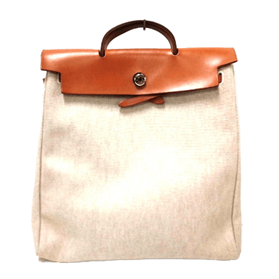 エルメス エールバッグMM ベージュ×ライトブラウン トワルアッシュ×ボックスカーフ