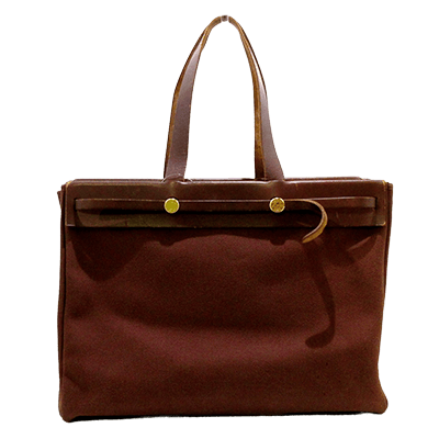 エルメス エールバッグ カバスMM ダークブラウン トワルオフィシエ×ボックスカーフ