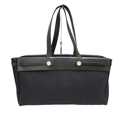 エルメス エールバッグ カバスMM 黒 トワルオフィシエ×ボックスカーフ