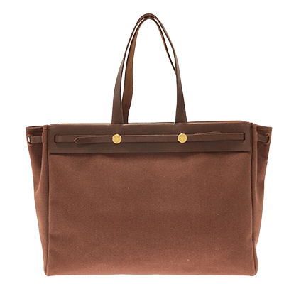 エルメス エールバッグ カバスMM ブラウン トワルアッシュ×ボックスカーフ