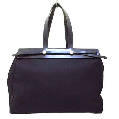 エルメス エールバッグ カバスMM 黒 トワルオフィシエ×ボックスカーフ