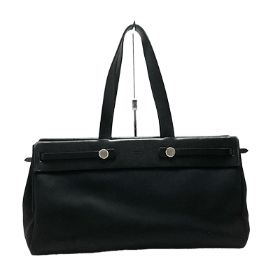 エルメス エールバッグ カバスMM 黒 トワルオフィシエ×ボックスカーフ