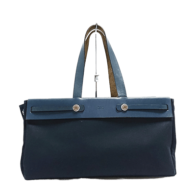 エルメス エールバッグ カバスMM 黒×ネイビー トワルオフィシエ×ボックスカーフ